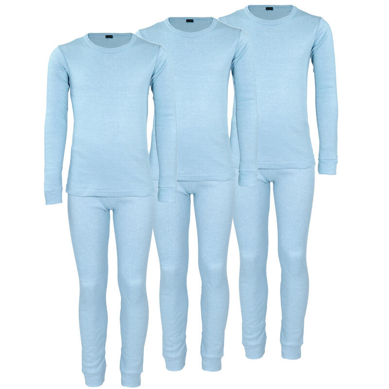 Thermounterwäsche Kinder 3er Set | Hemd + Hose | Hellblau