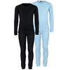 Thermisch kinderondergoed set van 2 | shirt + broek | Lichtblauw/zwart