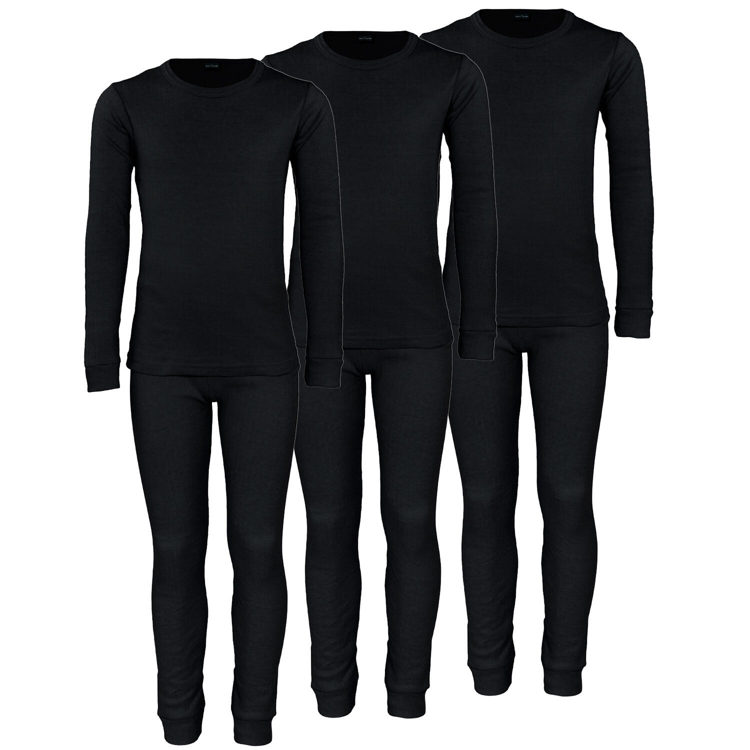 BLACK SNAKE Thermounterwäsche Kinder 3er Set | Hemd + Hose | Schwarz