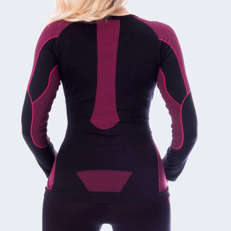 Functioneel damesonderhemd | thermisch onderhemd 'viper' | zwart/roze