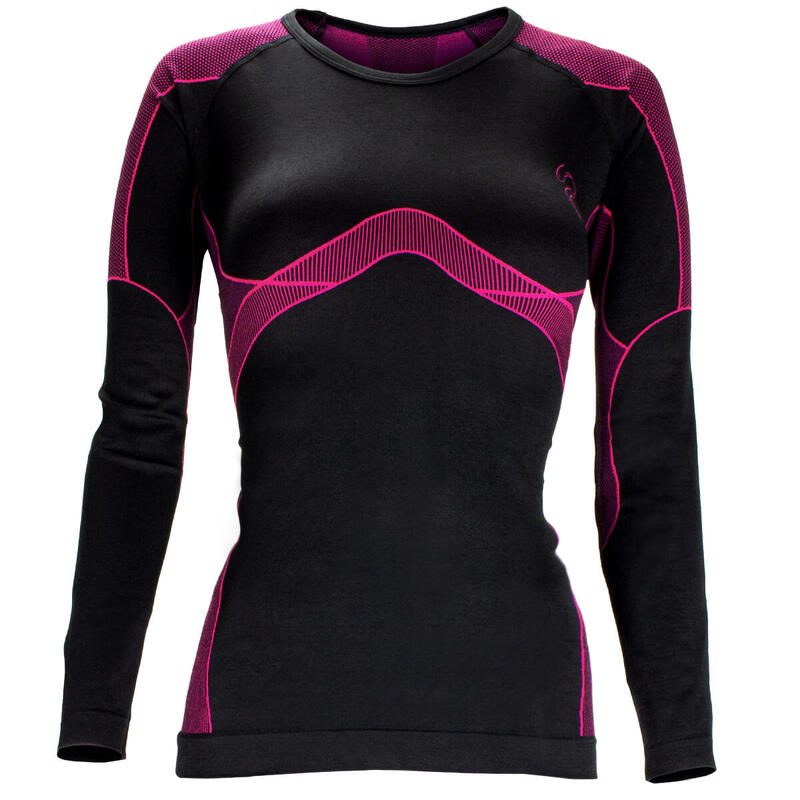 Funktionsunterhemd Damen | Thermounterhemd 'viper' | Seamless | Schwarz/Pink