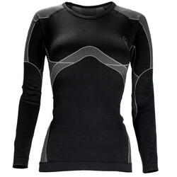 T-shirt sportif | Sous-vêtements thermiques | Femmes | Sans couture | Noir/Gris