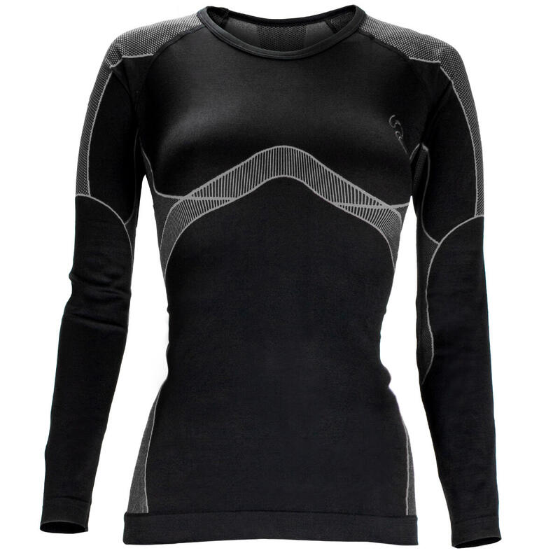 Funktionsunterhemd Damen | Thermounterhemd 'viper' | Seamless | Schwarz/Grau