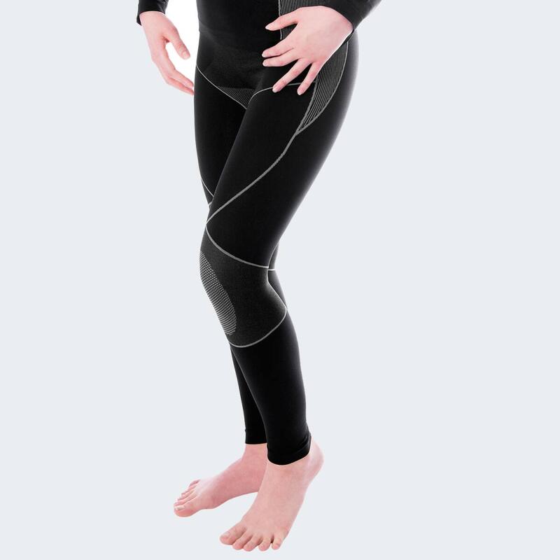 Pantalon sportif | Sous-vêtements thermiques | Femmes | Seamless | Noir/Gris