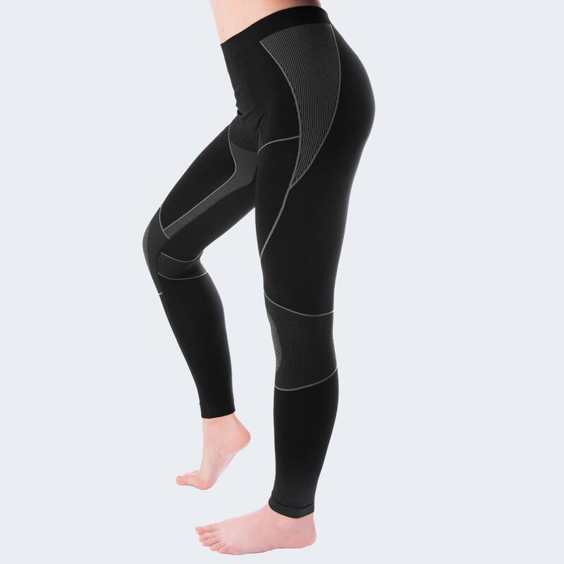 Pantaloni sportivi | Biancheria termica | Donna | Senza cuciture | Nero/Grigio