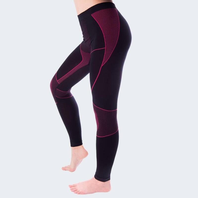 Pantalon sportif | Sous-vêtements thermiques | Femmes | Seamless | Noir/Rose