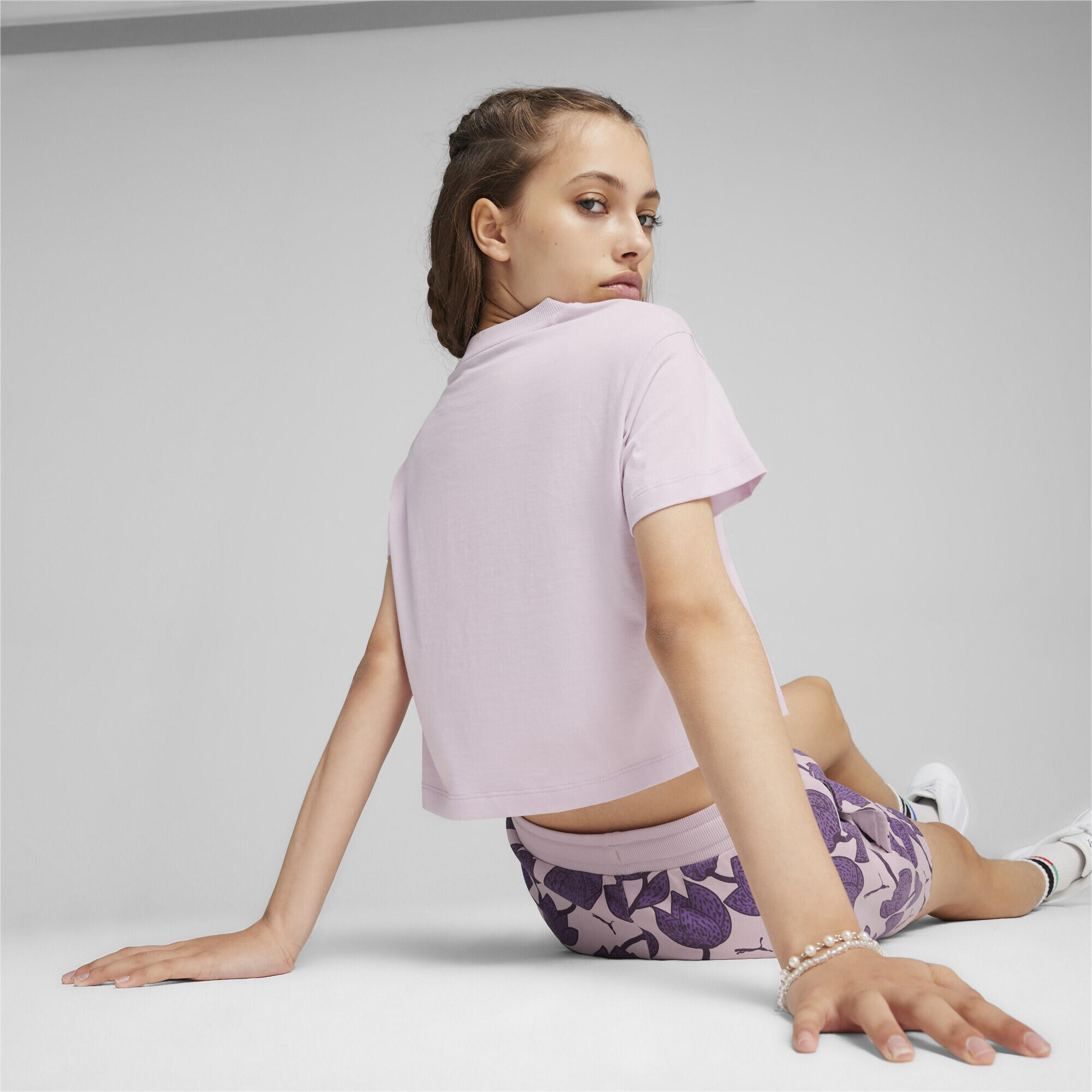 Camiseta corta Niño ESS+ BLOSSOM PUMA Grape Mist Purple 3/5
