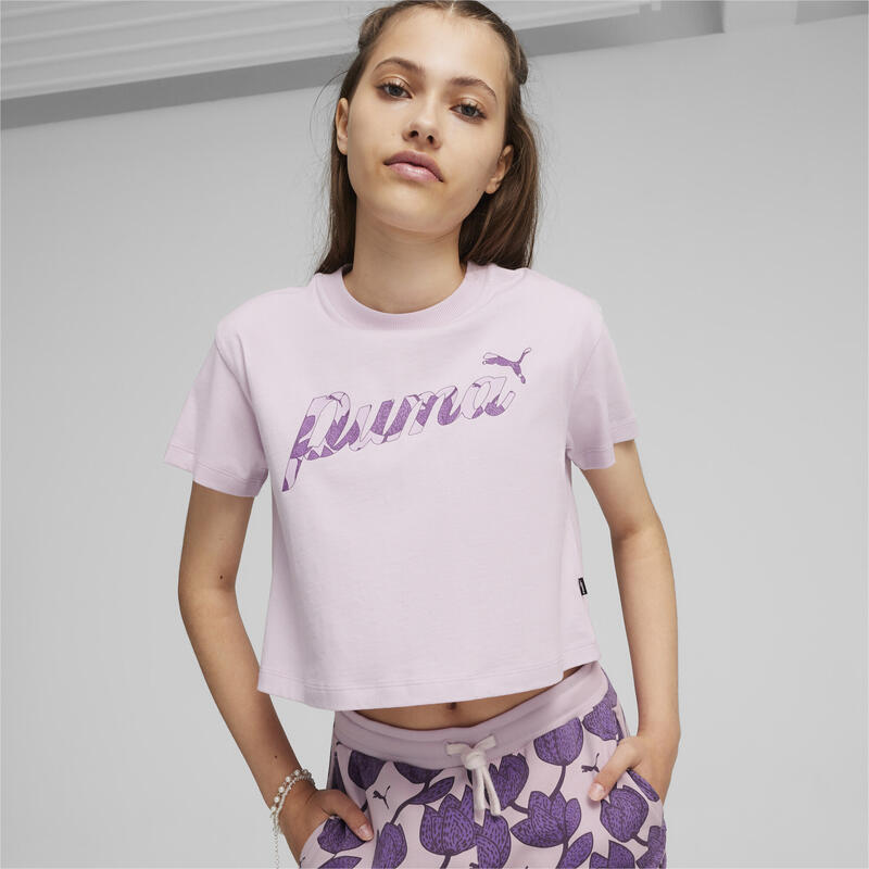 Crop T-shirt ESS+ BLOSSOM per ragazzi PUMA Grape Mist Purple