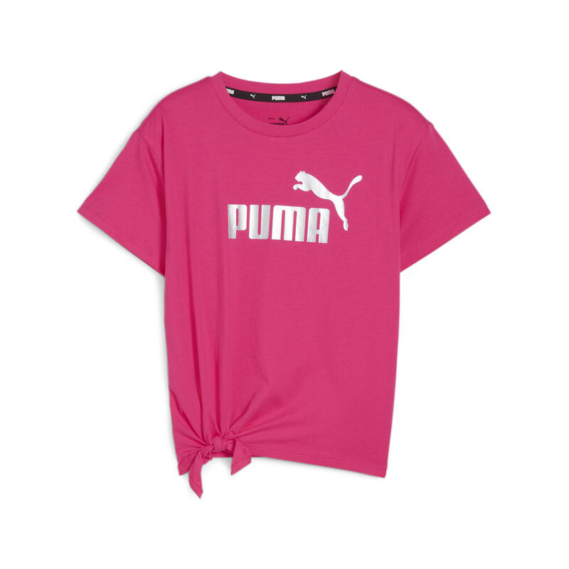 T-shirt annodata Essentials+ Logo da ragazza PUMA Garnet Rose Pink