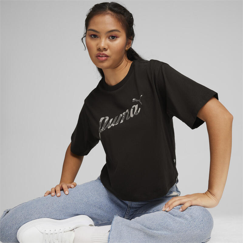 BLOSSOM kort T-shirt met print voor dames PUMA Black