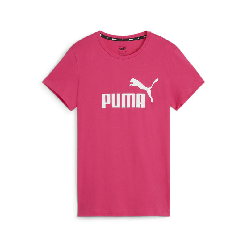 Essentials Logo T-Shirt Damen PUMA Garnet Rose Pink