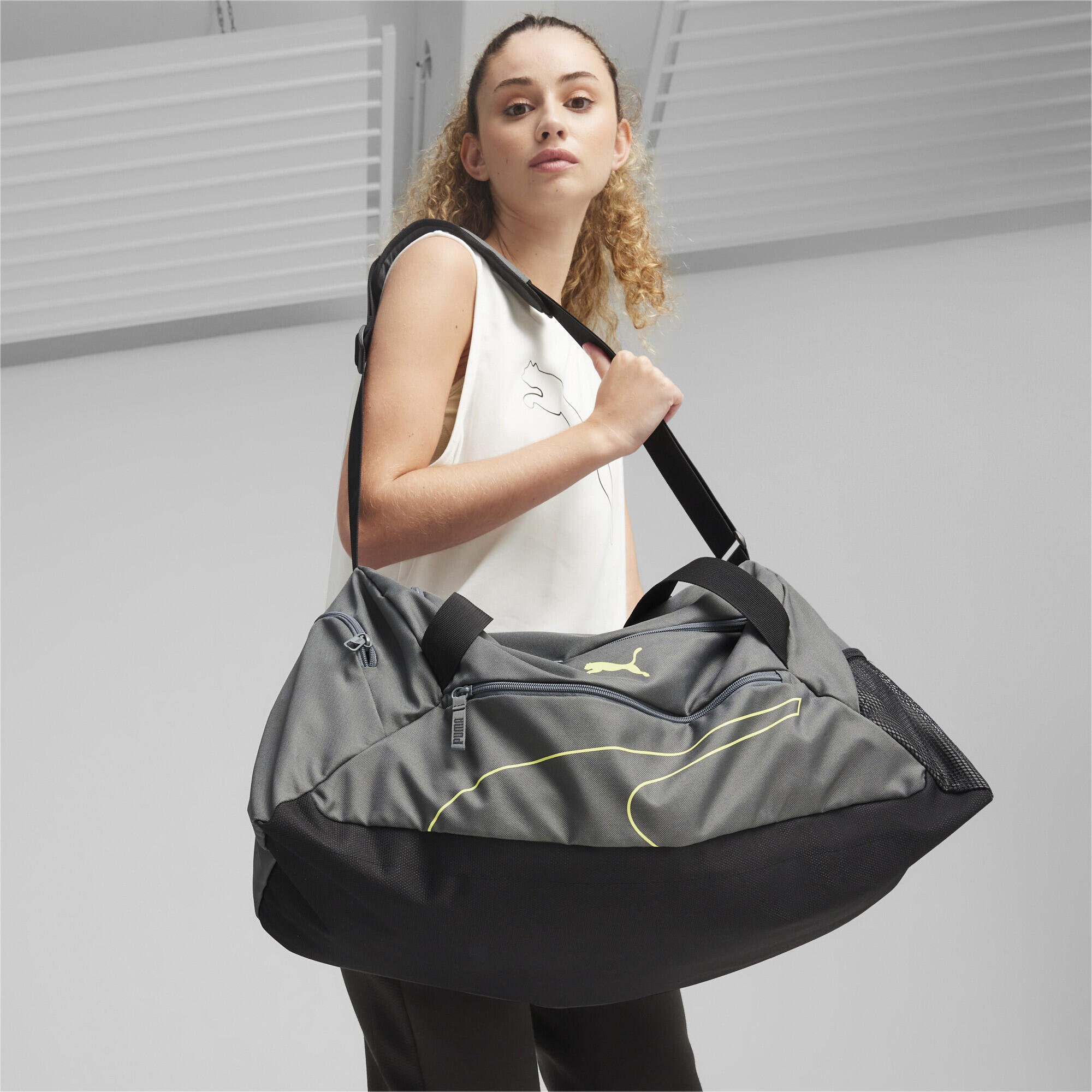 Sac de sport Fundamentals M PUMA Mineral Gray Lime Sheen 2/5