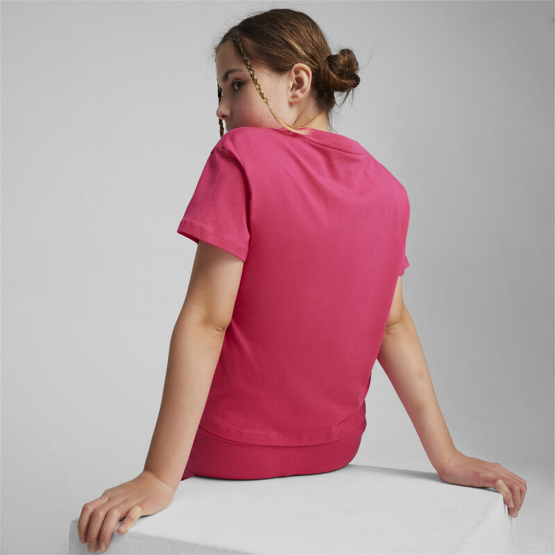 T-shirt annodata Essentials+ Logo da ragazza PUMA Garnet Rose Pink