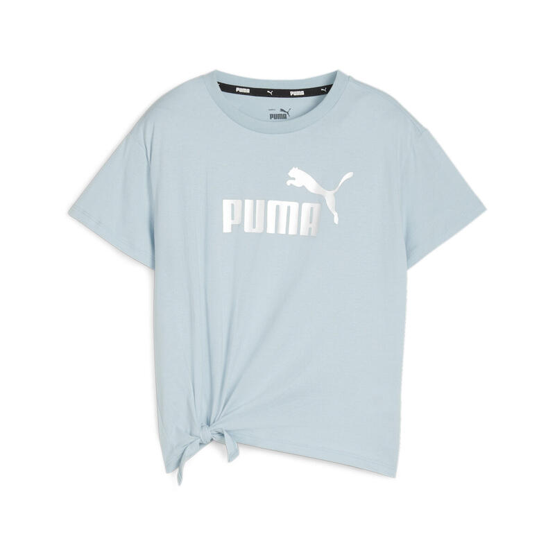 Essentials+ Logo T-Shirt aus Strick Mädchen PUMA Turquoise Surf Blue