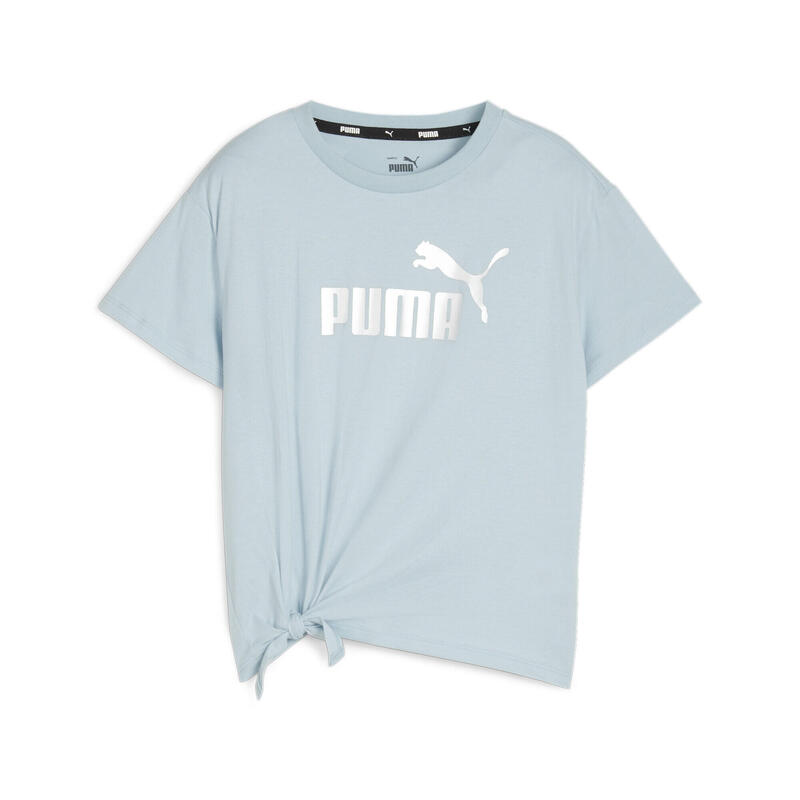 T-shirt annodata Essentials+ Logo da ragazza PUMA Turquoise Surf Blue