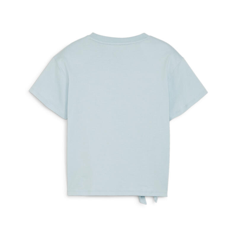 T-shirt annodata Essentials+ Logo da ragazza PUMA Turquoise Surf Blue