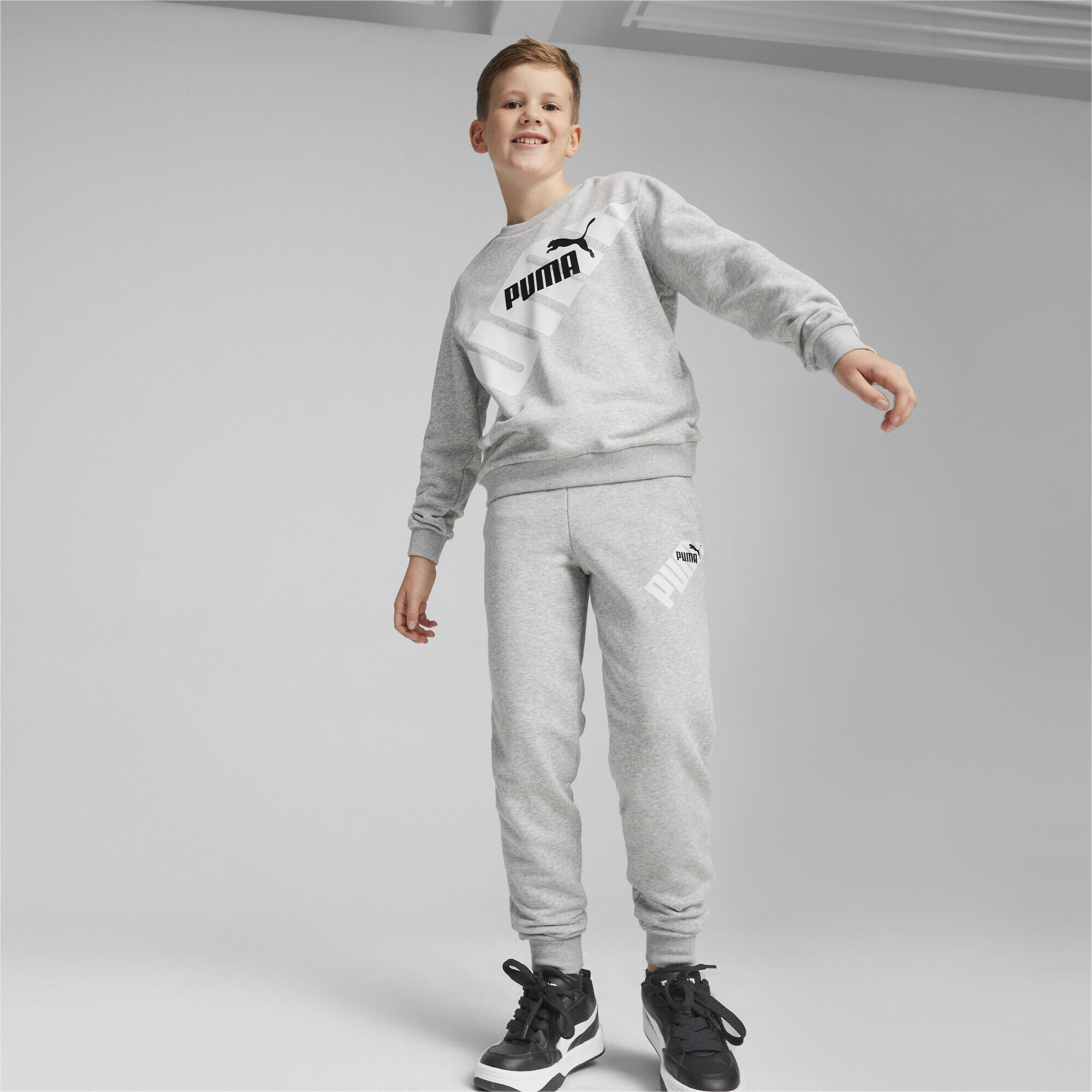 Pantaloni della tuta PUMA POWER per ragazzi PUMA Light Gray Heather 4/5