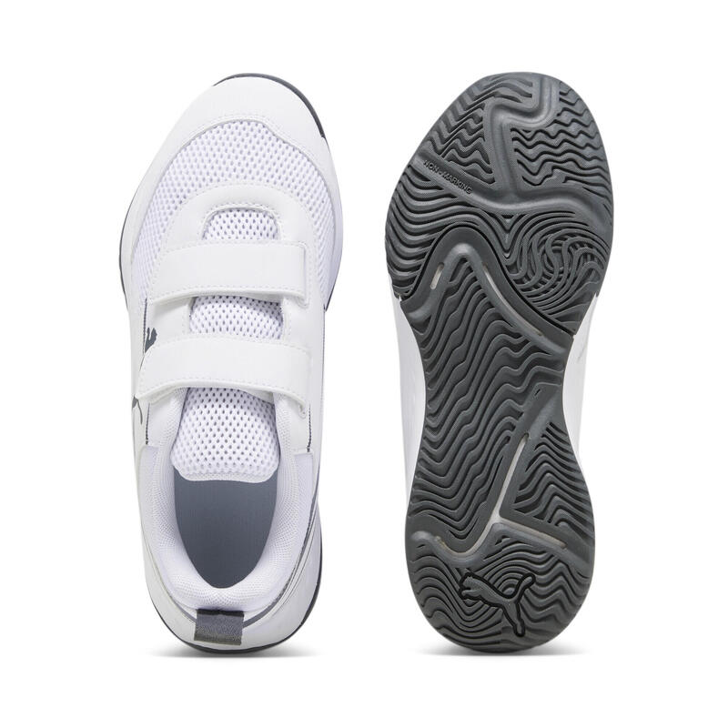 Dětské halové sportovní boty na suchý zip Varion II PUMA White Shadow Gray