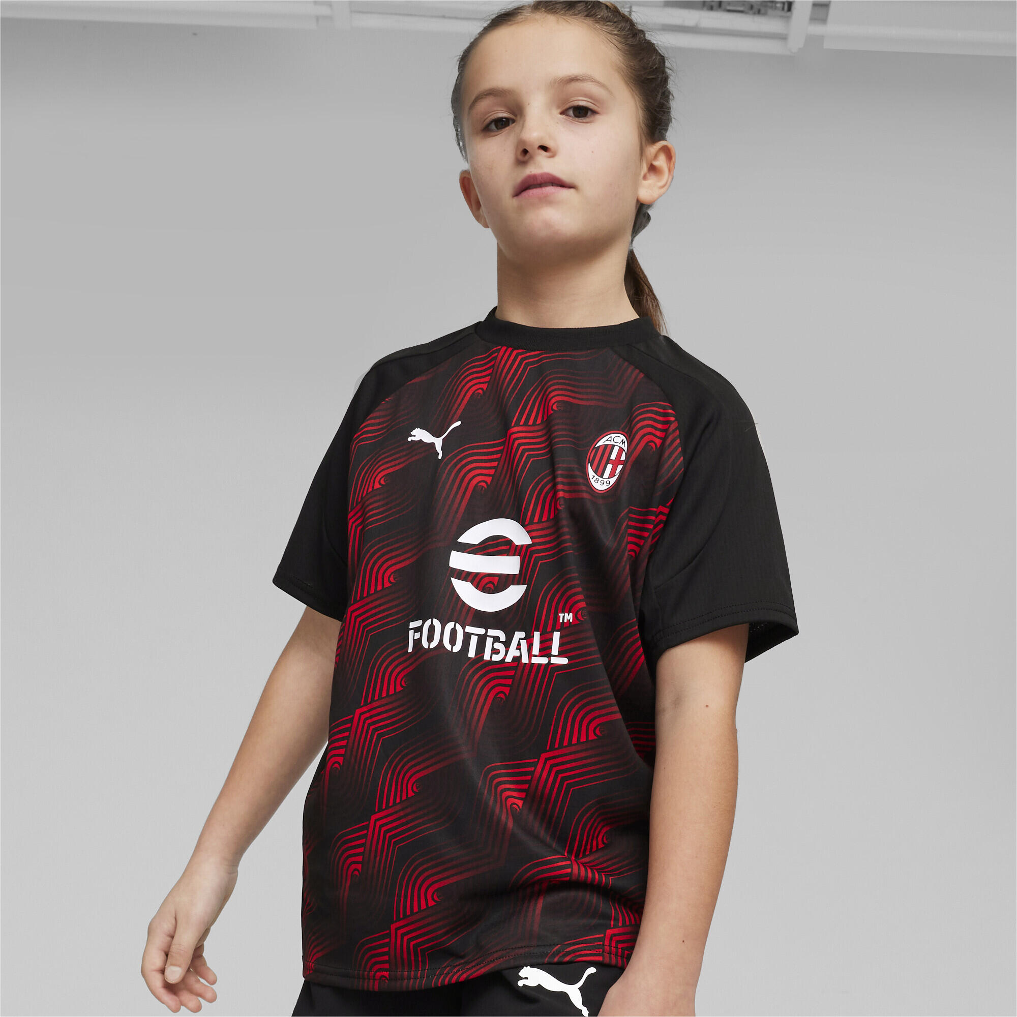 Maglia pre partita AC Milan per ragazzi PUMA Black For All Time Red 2/6