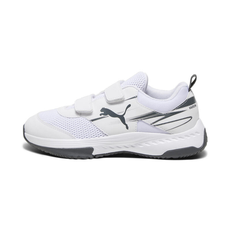 Dětské halové sportovní boty na suchý zip Varion II PUMA White Shadow Gray