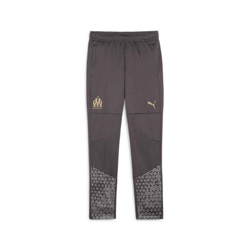 Pantalones Niños OM de training de fútbol PUMA Dark Coal Sand Dune Gray Beige