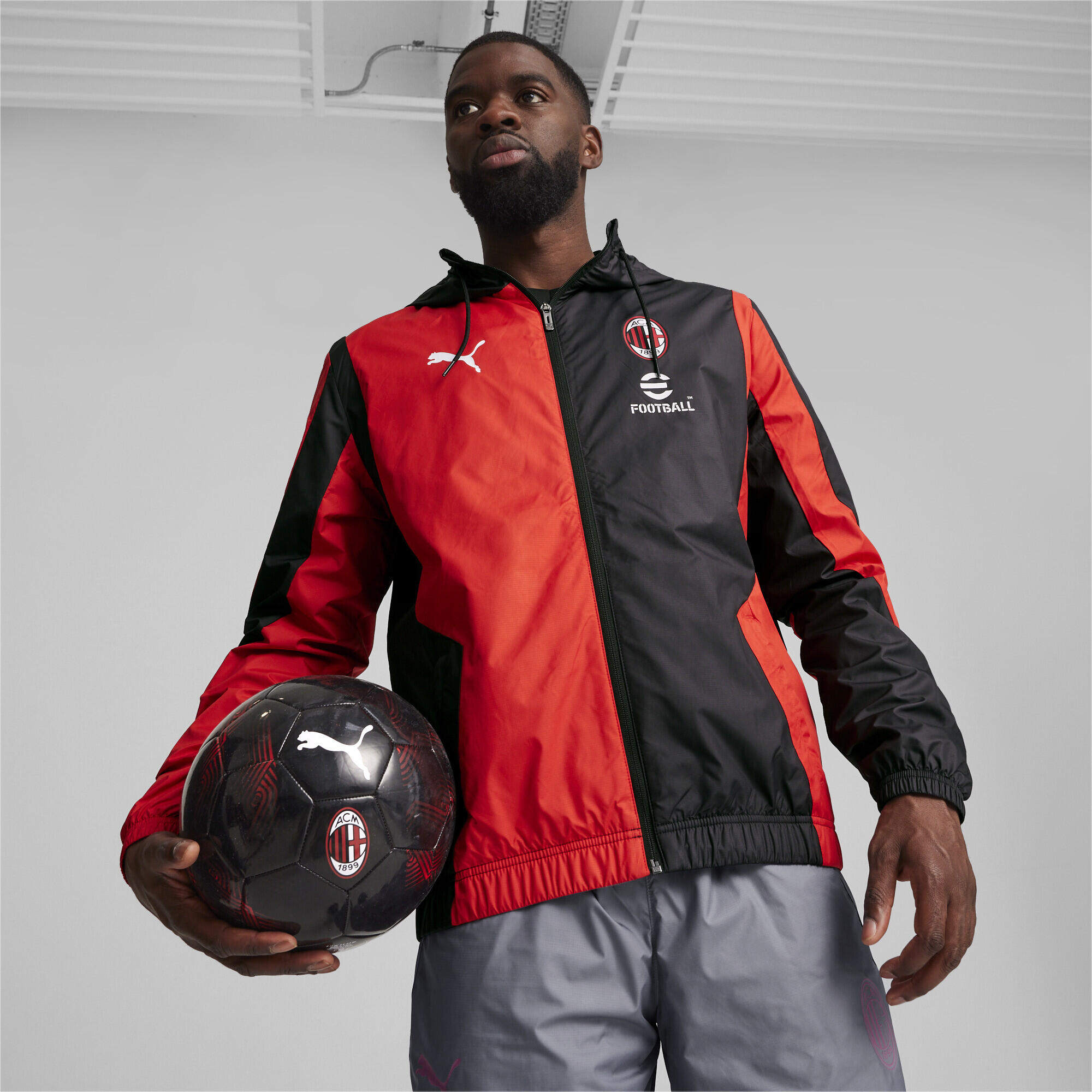 Chaqueta prepartido AC Milan PUMA Black For All Time Red 2/7