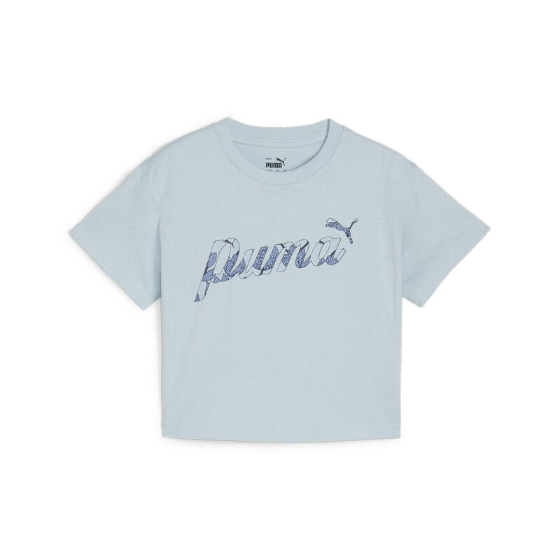 Crop T-shirt ESS+ BLOSSOM per ragazzi PUMA Turquoise Surf Blue