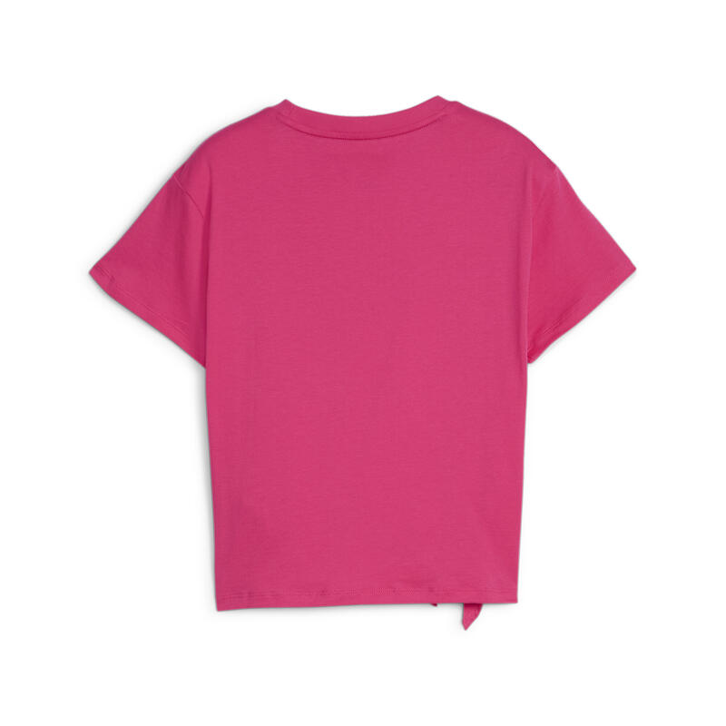 T-shirt annodata Essentials+ Logo da ragazza PUMA Garnet Rose Pink