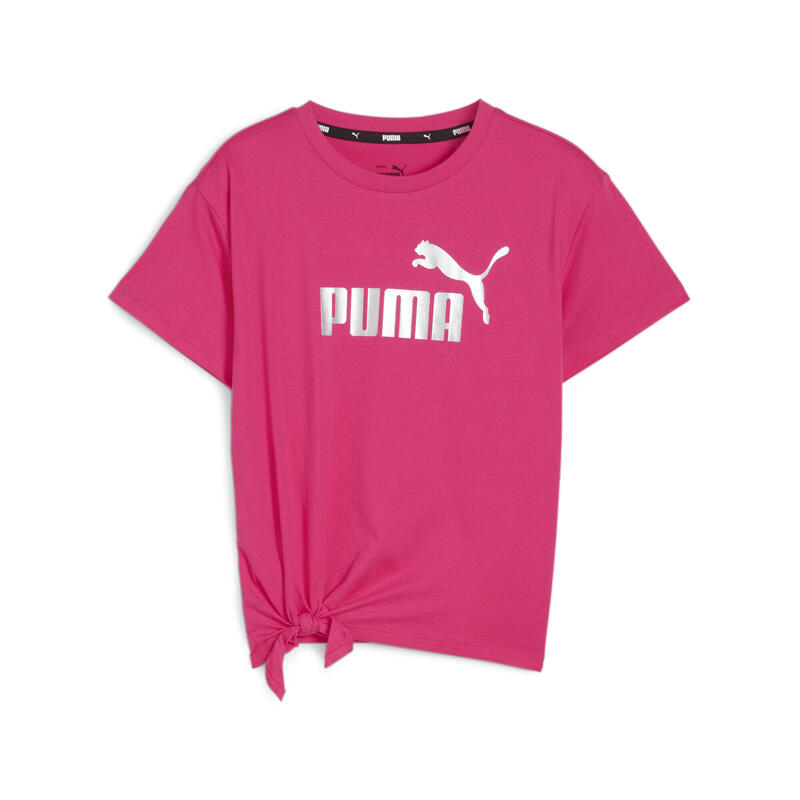 Essentials+ Logo T-Shirt aus Strick Mädchen PUMA Garnet Rose Pink