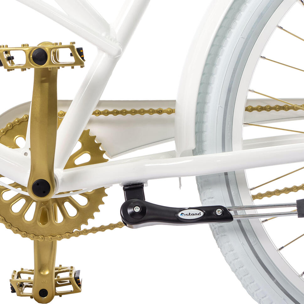 Rower miejski damski Plumbike La Donna Gold White 3B z hamulcem v-brake