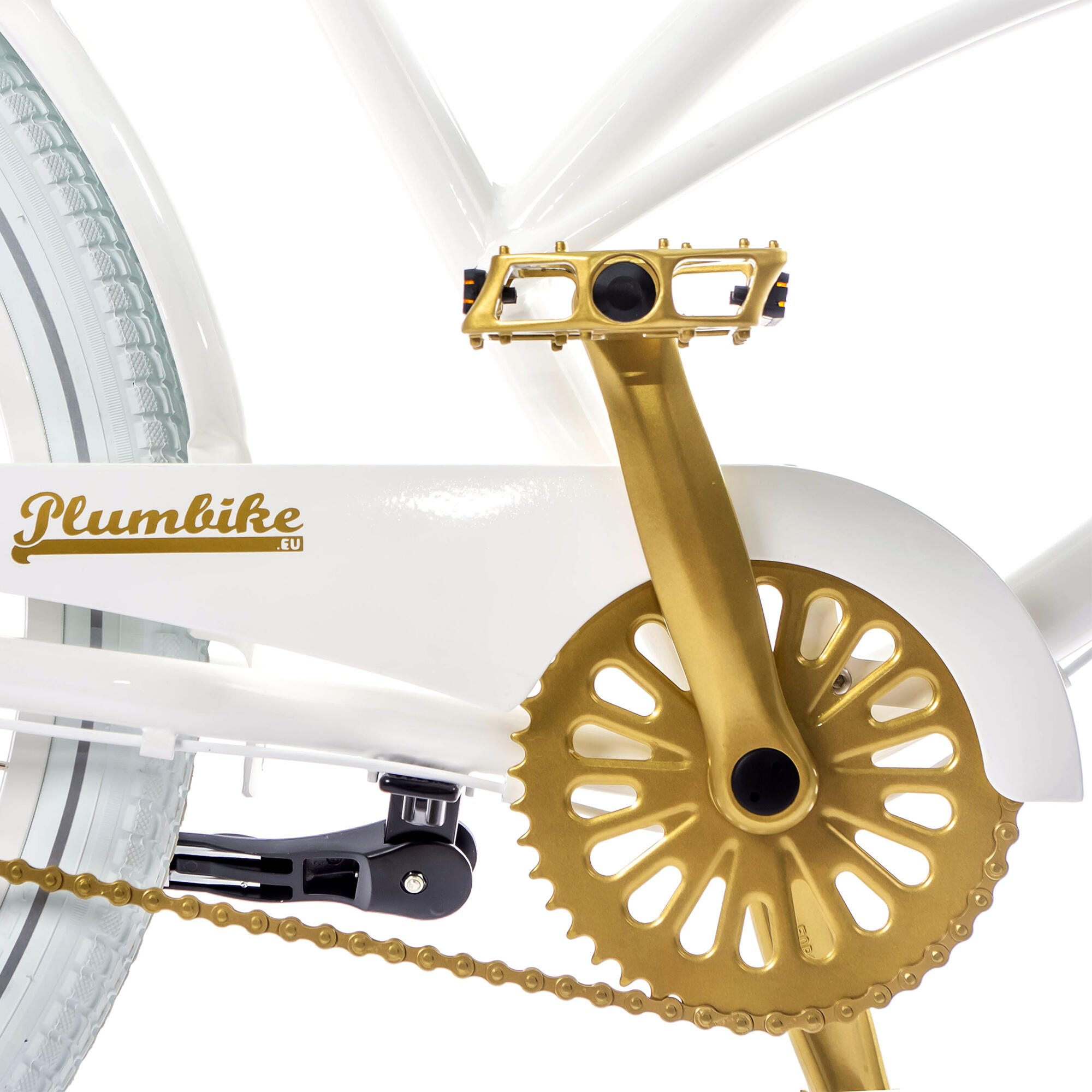 Rower miejski damski Plumbike La Donna Gold White 3B z hamulcem v-brake 3/7