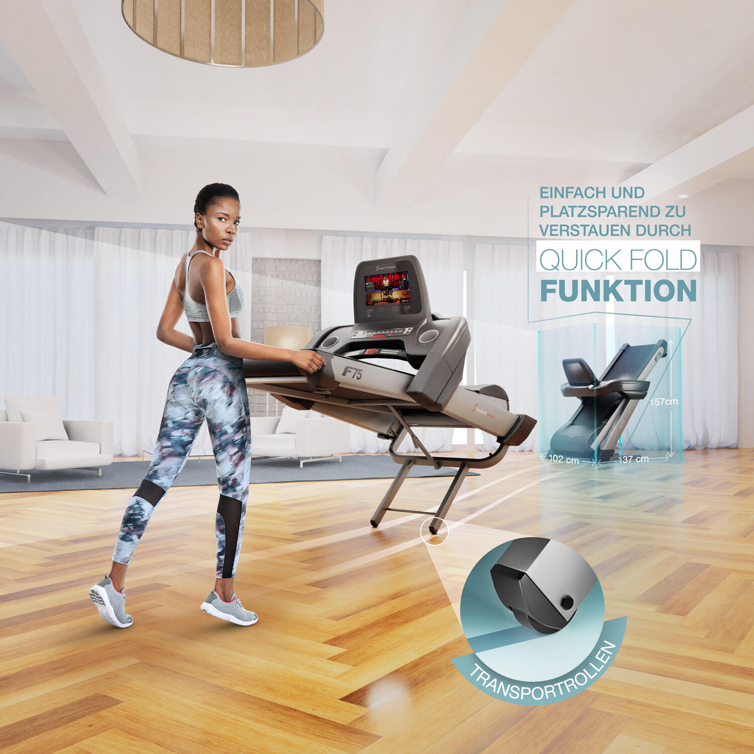 Sportstech F75 Loopband – 20 km/u – 18% helling – inklapbaar 6/7