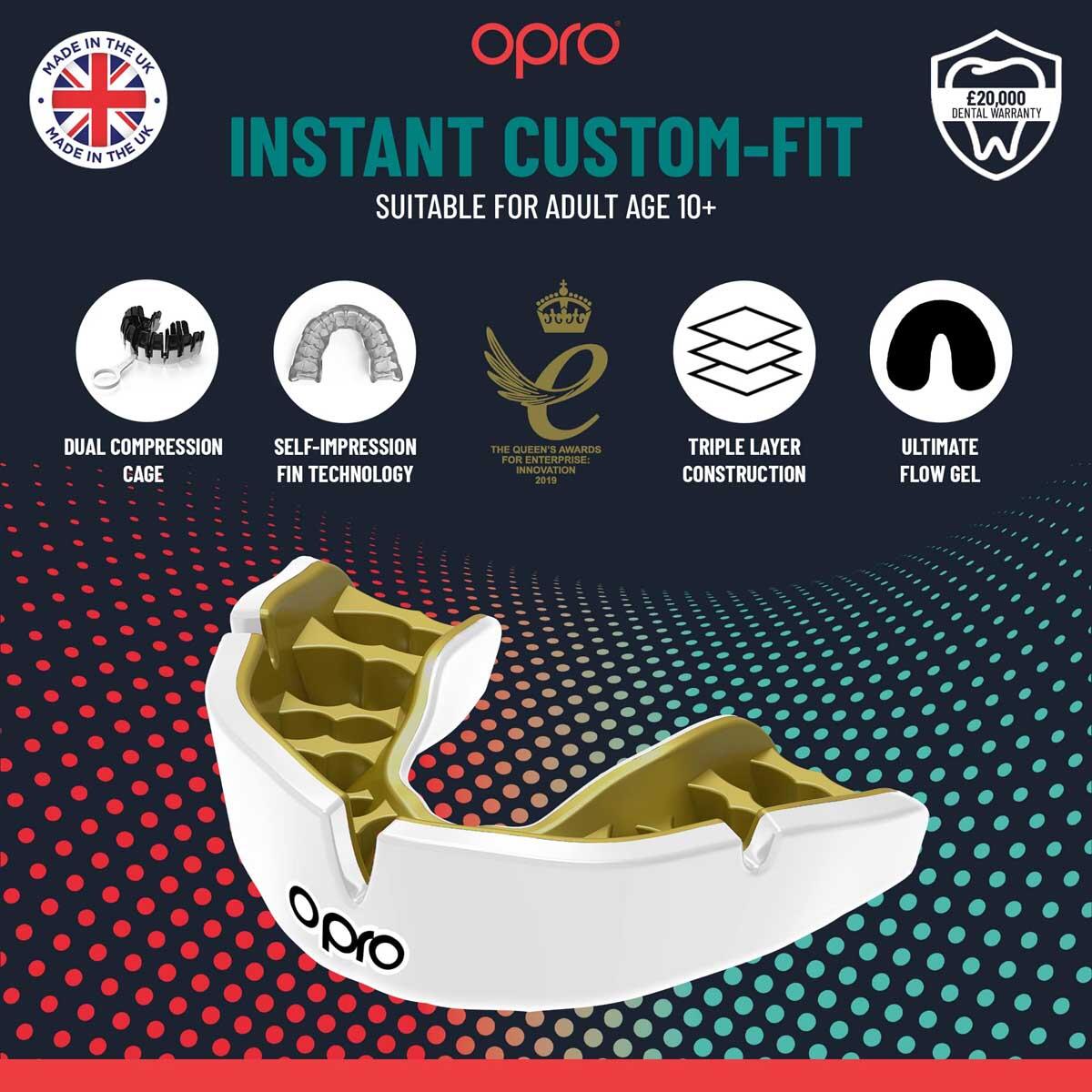 Black/Green/Gold Opro Instant Custom-Fit Eyes Mouth Guard 3/6