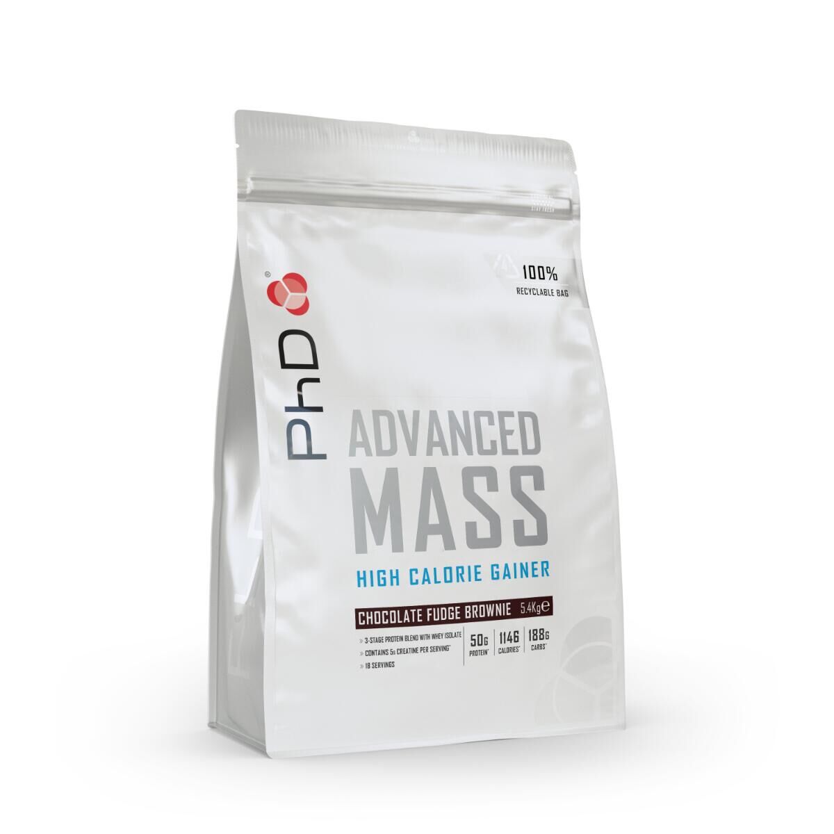 PHD NUTRITION PhD Nutrition | Advanced Mass Powder | Chocolate Fudge Brownie Flavour