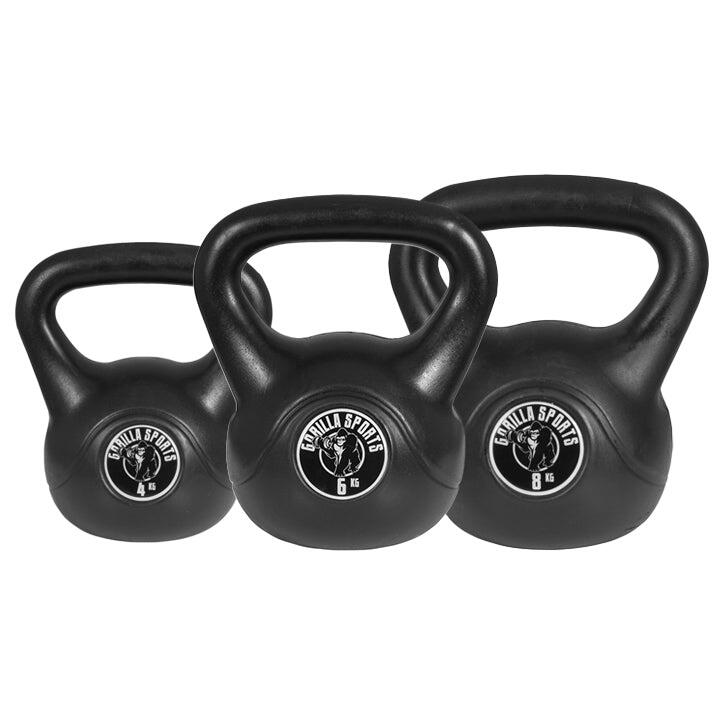 Kettlebells - Kunststof - 4 kg, 6 kg & 8 kg - Set van 3