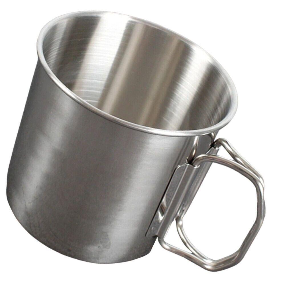 Edelstahlbecher Kaffe Tasse Tee Becher mit Klappgriff 300 ml 6/6