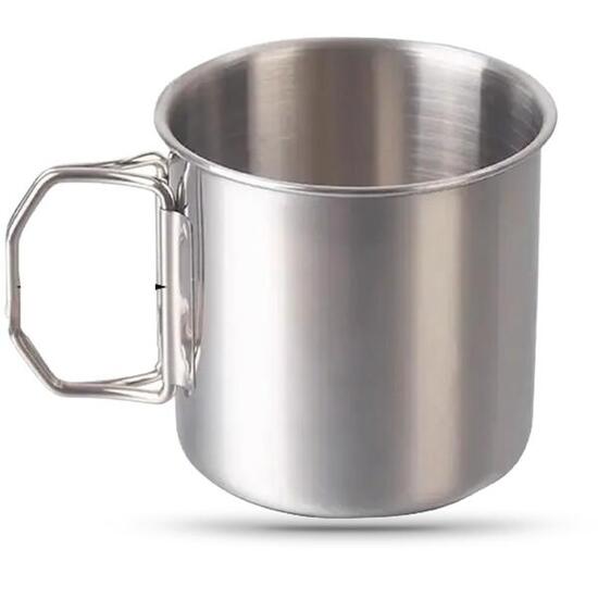 Edelstahlbecher Kaffe Tasse Tee Becher mit Klappgriff 300 ml