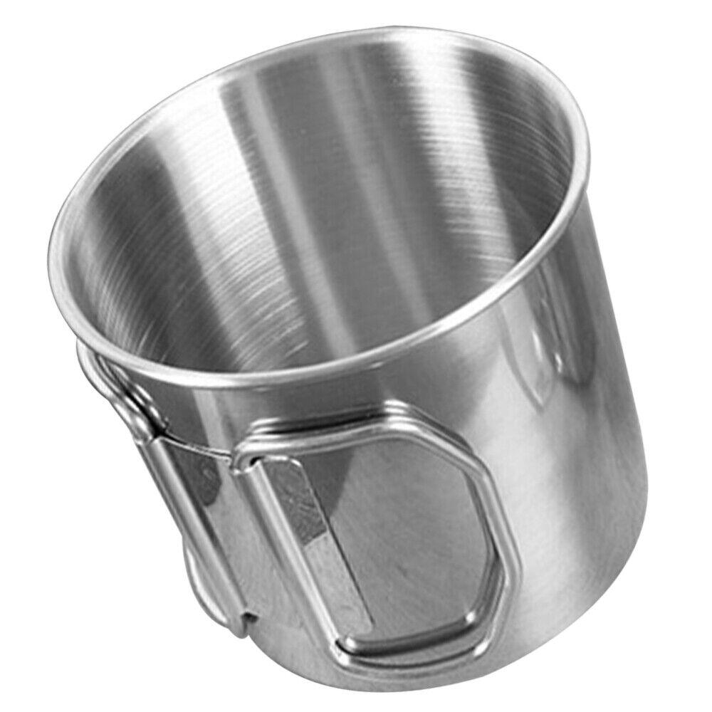 Edelstahlbecher Kaffe Tasse Tee Becher mit Klappgriff 300 ml 5/6
