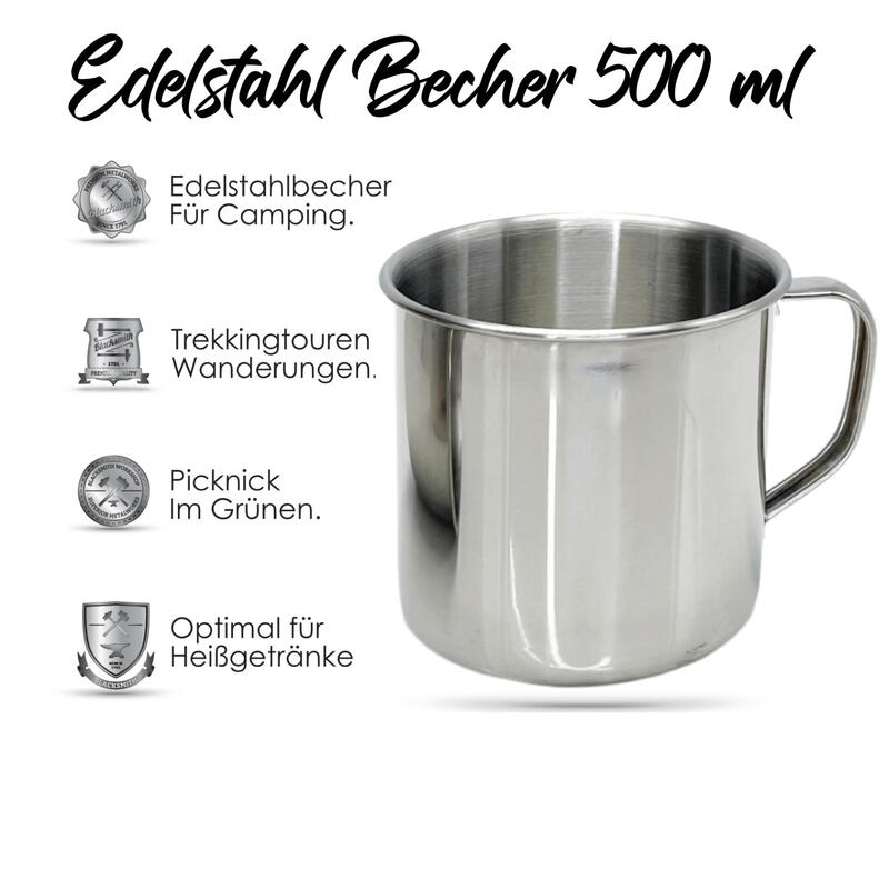 Edelstahl Becher Kaffeebecher Mug 500 ml Camping Wohnmobil Zelt