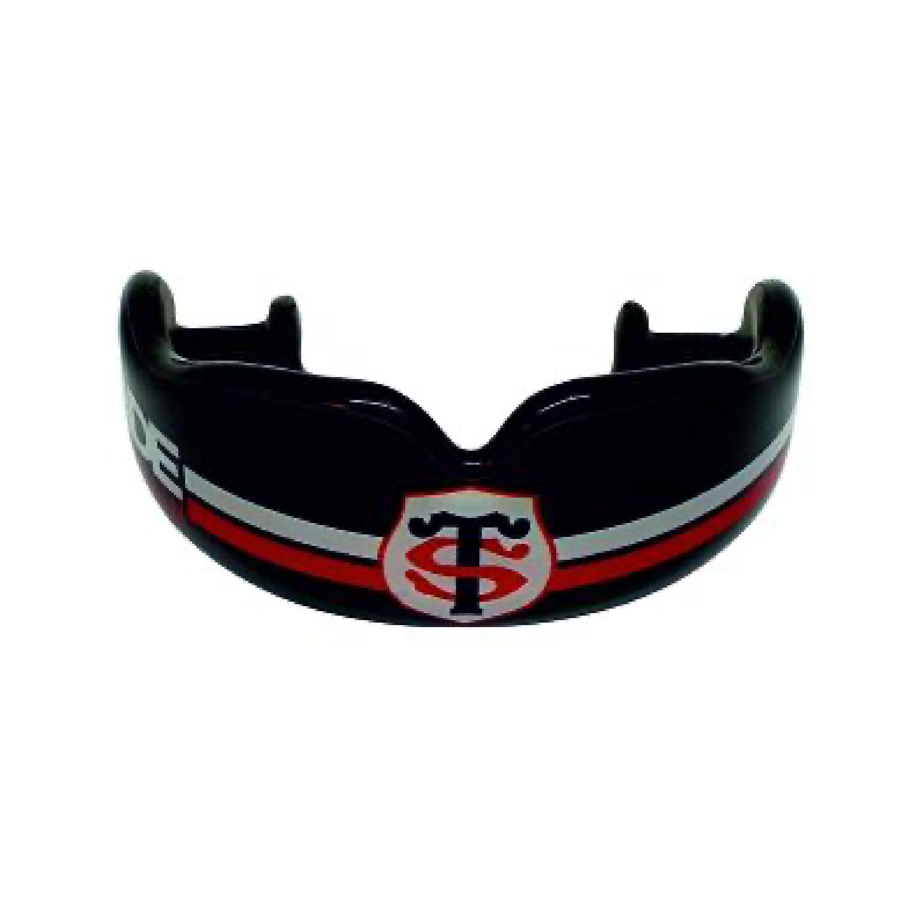 Protector bucal negru Prochocs Stade Toulousain cu dungi albe și roșii