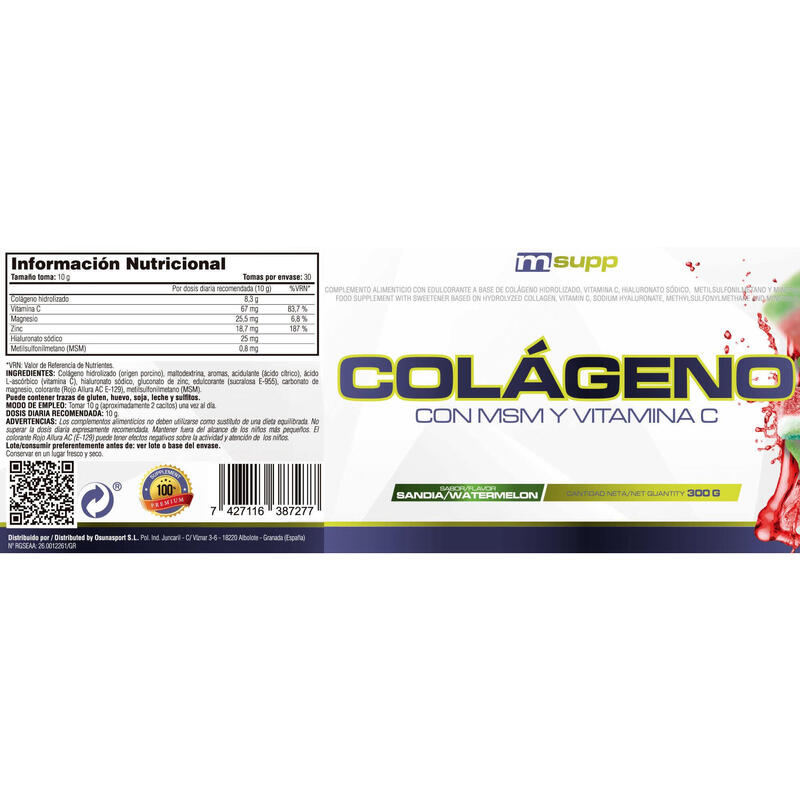Colágeno con MSM y Vitamina C - 300g Sandias de gominola de MM Supplements
