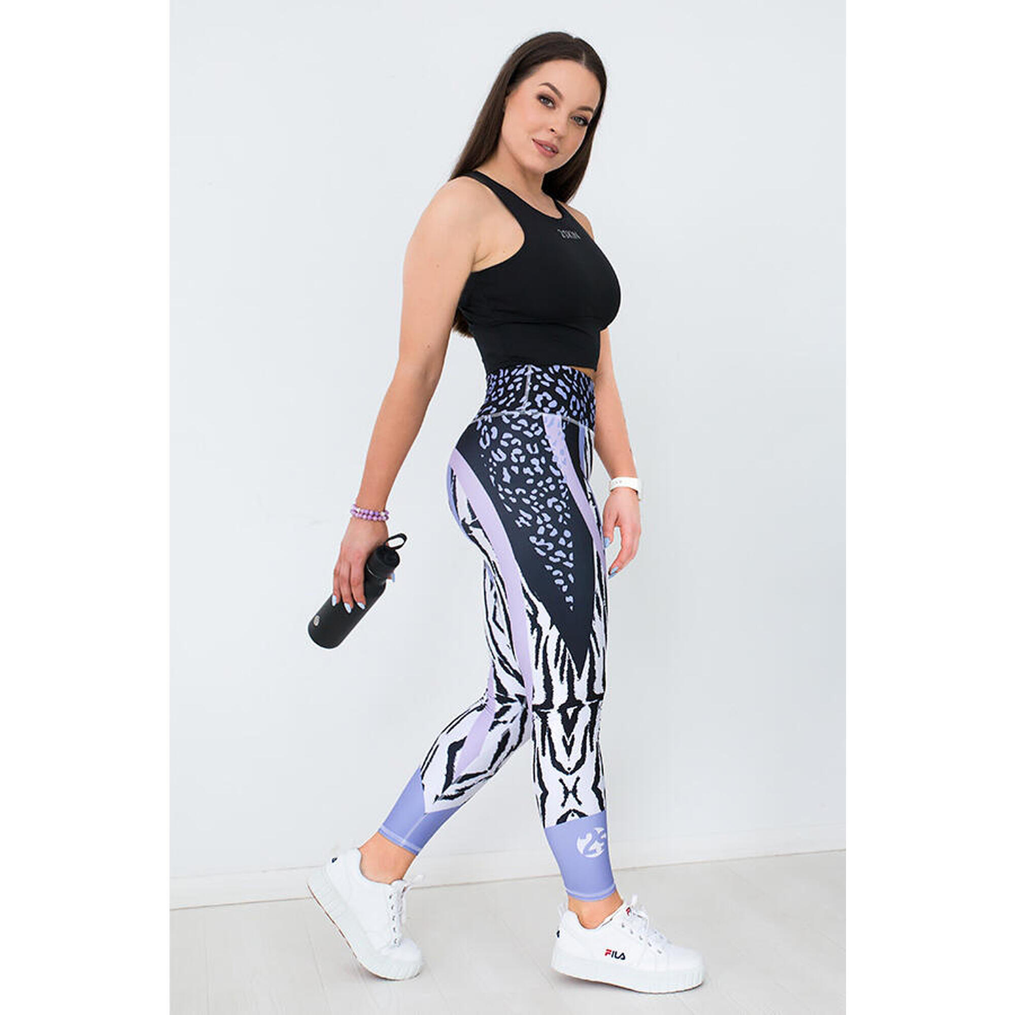 Legginsy sportowe kształtujące sylwetkę damskie 2skin Fit Freak  lila