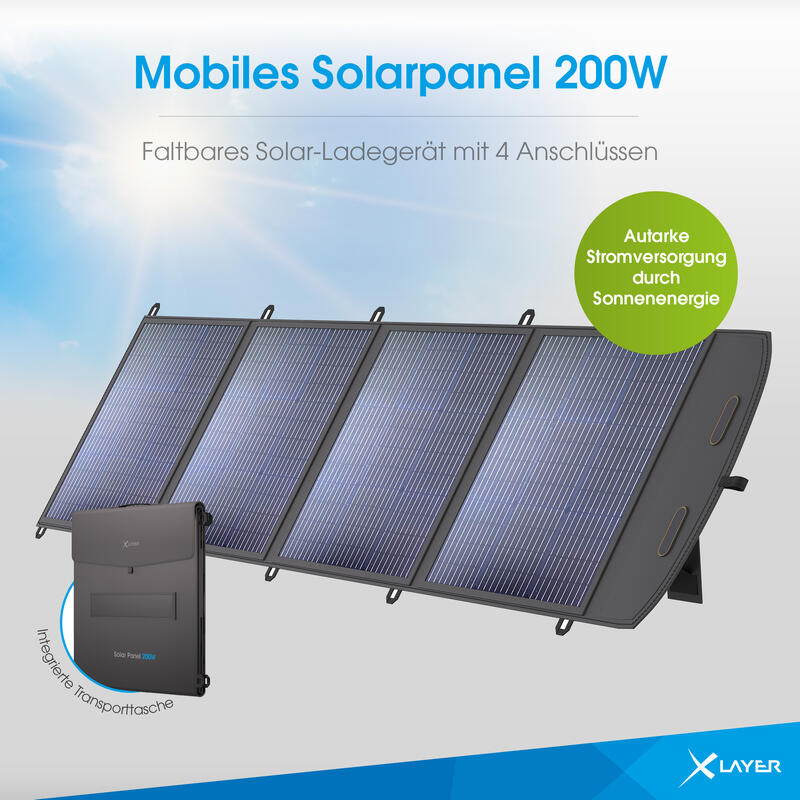 XLayer Mobiles Solar Panel 200W -falt- und aufstellbar- Grey