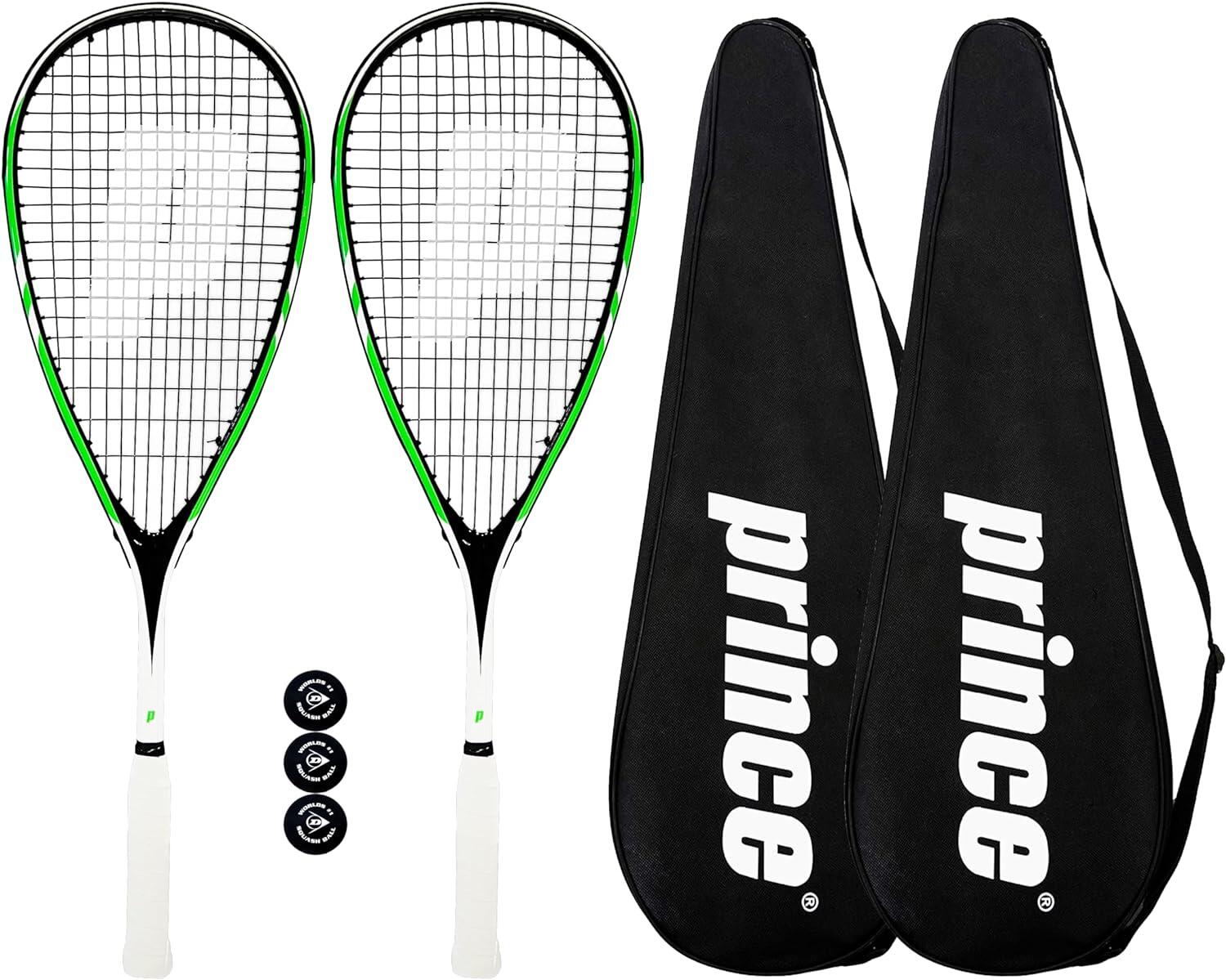 PRINCE Prince Team Beast 400 Squash Racket Twin Set, Protective Covers & 3 Squash Balls