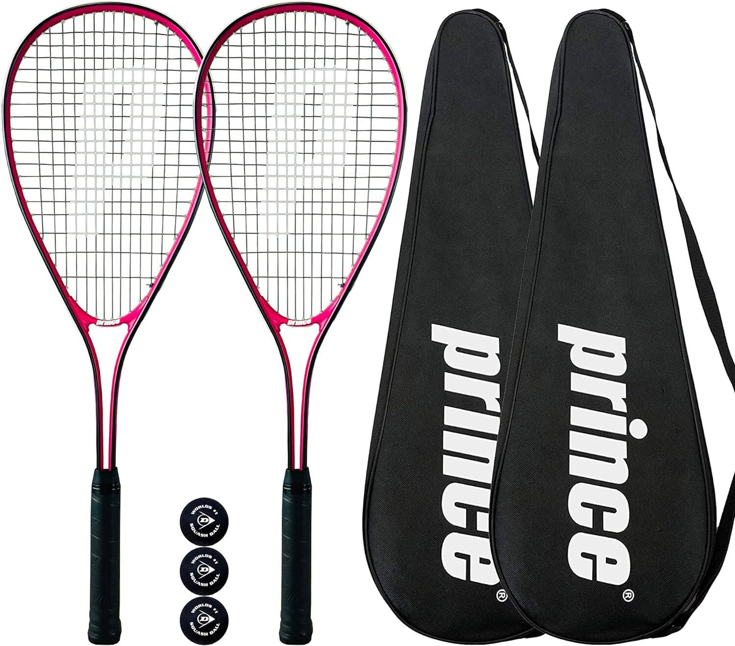 Prince Power Viper Ti Squash Racket Twin Set, inc Covers & 3 Squash Balls 1/2