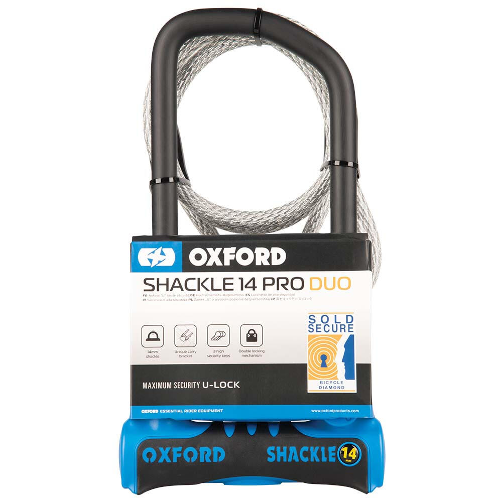 Oxford Shackle 14 Pro Duo U-Lock 320mm x 177mm + cable Bike Lock 2/4