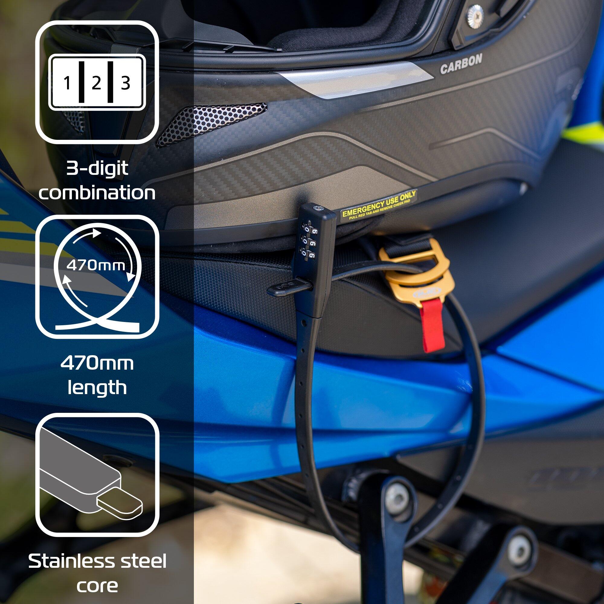 OXFORD candado cable 47 cm - combinación 3 dígitos, acero plastificado negro 6/6