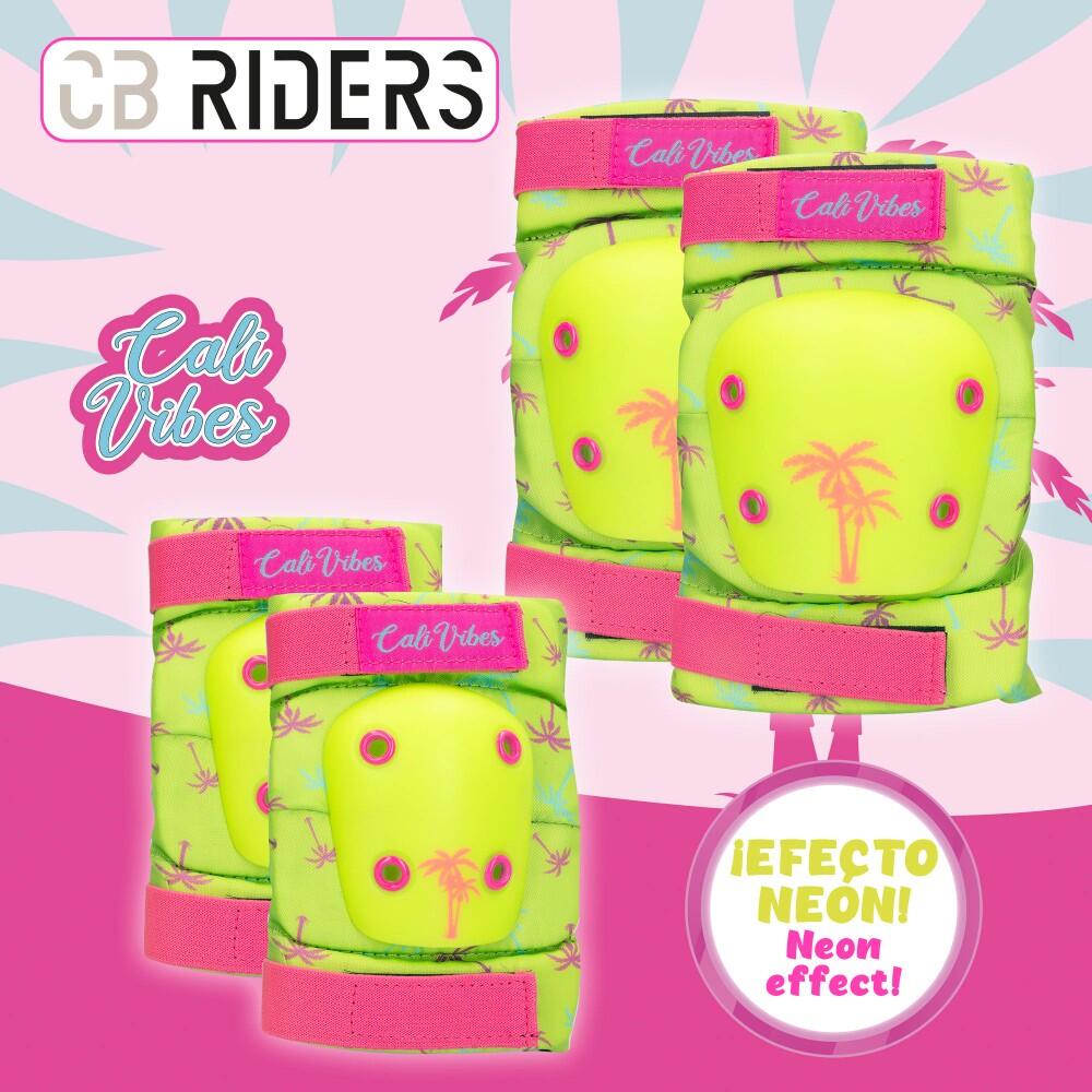 Conjunto de capacete, cotoveleiras e joelheiras amarelo neon CB Riders 3/7