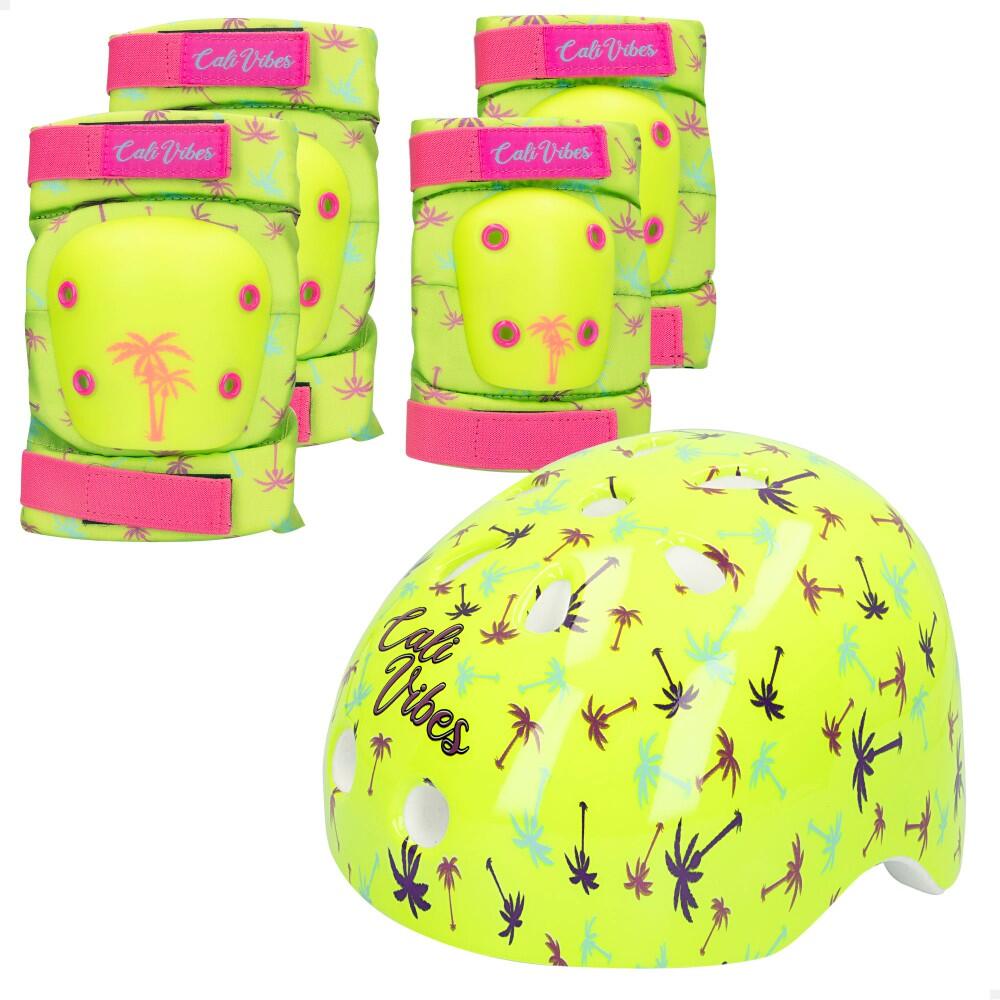 CB RIDERS Conjunto de capacete, cotoveleiras e joelheiras amarelo neon CB Riders