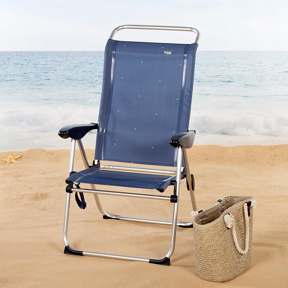 Cadeira de praia alta anti-roll 4 posições marine Aktive 2/7